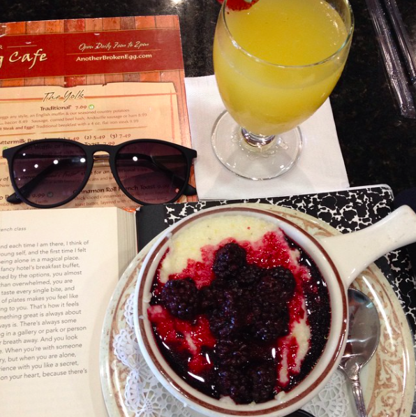 Blackberry Grits and Mimosa at Another Broken Egg